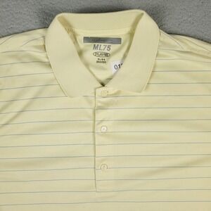 Greg Norman Yellow Striped Golf Casual Mens Short Sleeve Polo Shirt XL  *STAINED